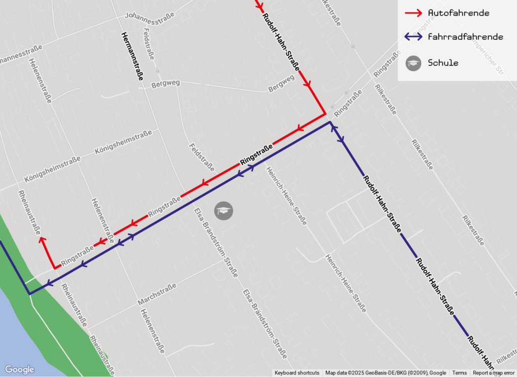 Radstrecke und Autoverkehr auf der Ringstraße